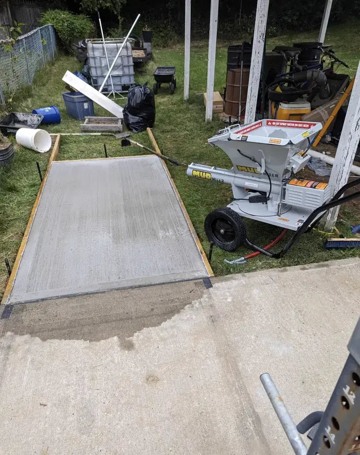Fresh concrete slab poured with a MudMixer